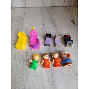 Sleeping people girl bed sleepover doll figure set toy house play